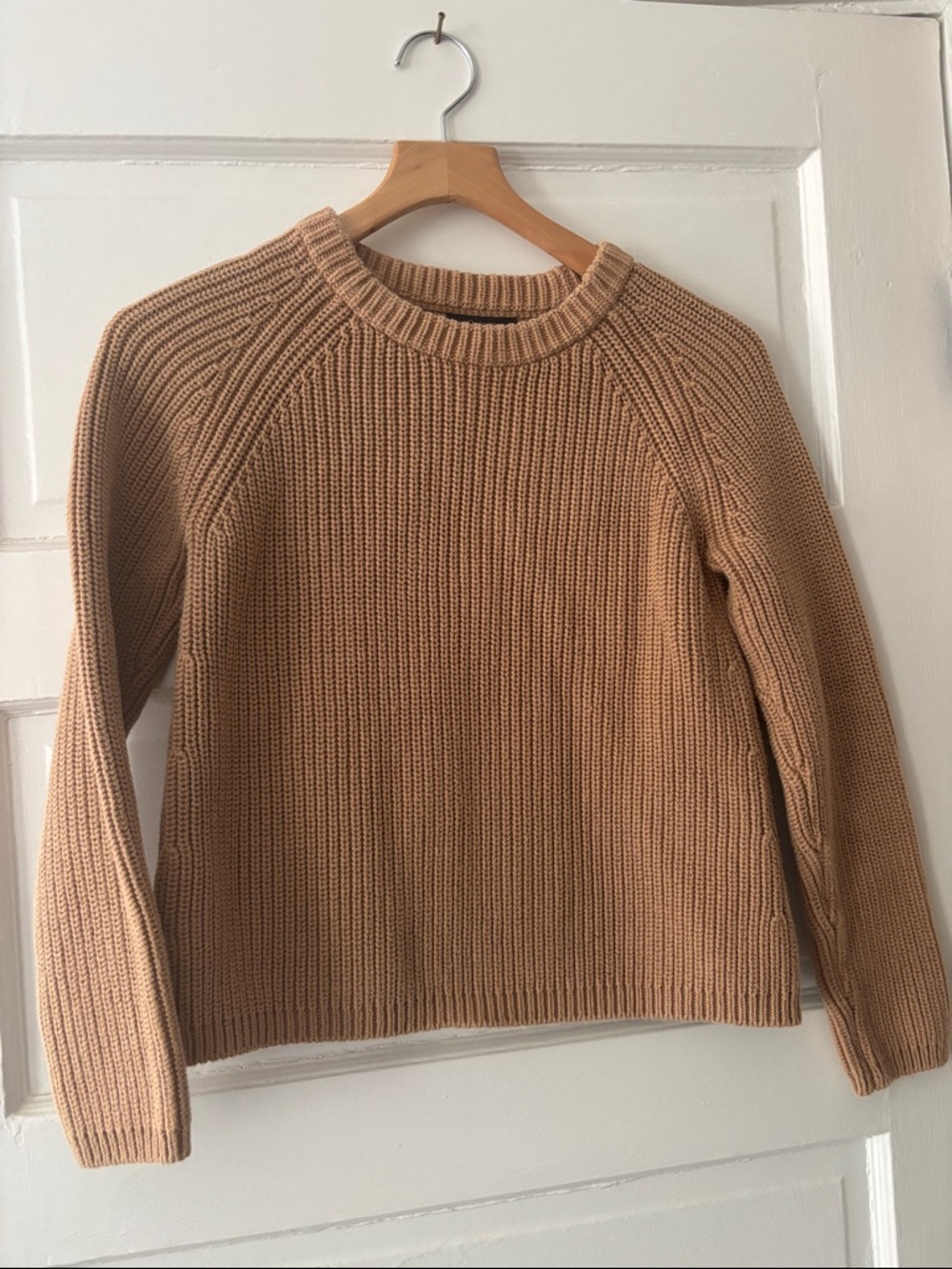 Quince Camel Ribbed Crewneck Sweater